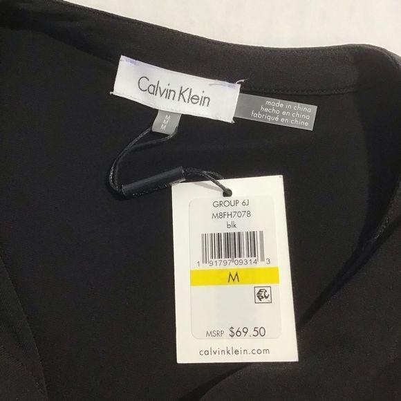 New Calvin Klein Sleeveless Button Up Tunic Black - Picture 4 of 7